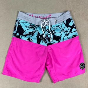 Maui And Sons Mens 30 Swim Trunks Lightweight Multicolor Pocket Drawstring Waist